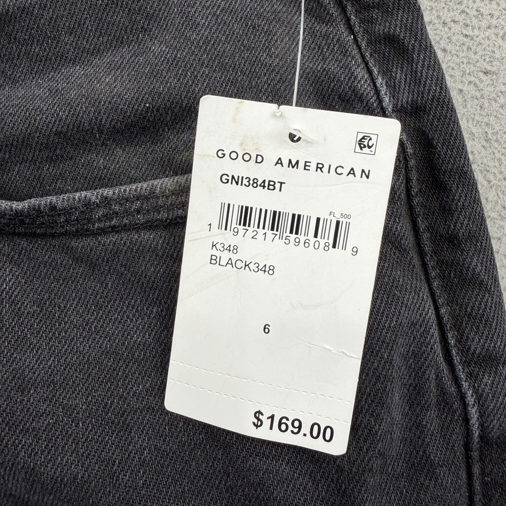 Good American Good 90s Mid Rise Jeans Sz 6 Black Baggy Vintage Inspired NWT 32" - Picture 6 of 16
